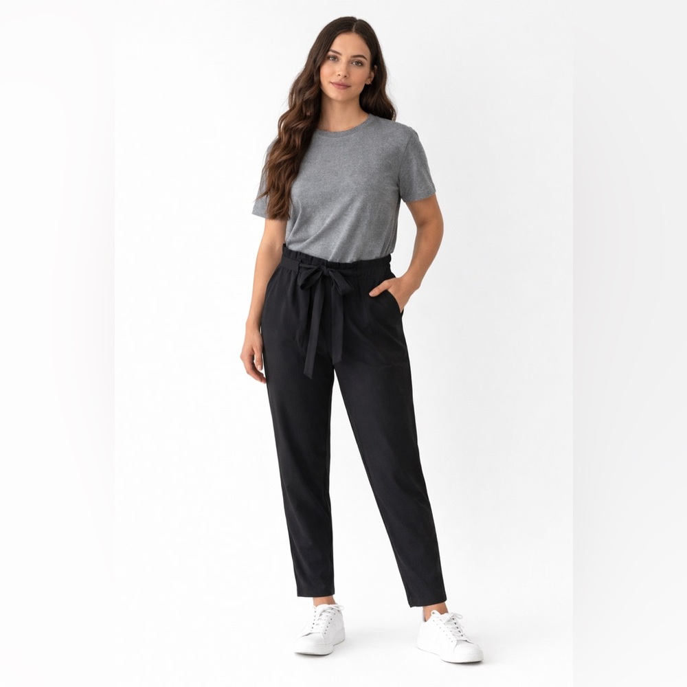 Streetwear Society Black Paperbag Tie-Waist Pants XS Black